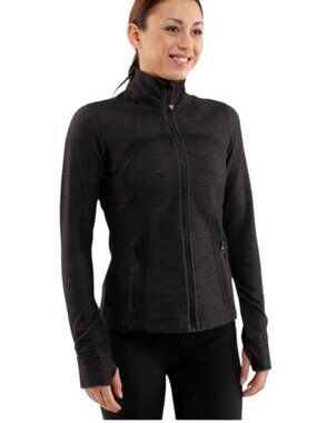 Lululemon Define Track Jacket Womens 8 Black Slub Long Sleeve Full Zip Running